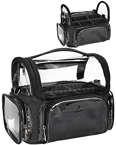 Relavel Make-up Pinsel Tasche, Portable Große Make up Pinselhalter, Professioneller Kosmetiktasche, Transparente wasserdichte Kosmetik Organizer Tasche mit Schultergurt