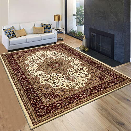 Householdfurnishing Vintage Traditional Non Slip Rug Bedroom Living Room Carpet Mat Runners Floral Pattern Wide Area Persian Style Rugs (240 x 320 cm - X Large Rug, Cream)
