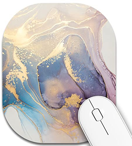 Small Mouse Pad，Mini Mouse Pad 6 x 7 Inch，for Laptop Keyboard Tray Wireless Mouse Home Office Travel，with Non-Slip Rubber Base, Waterproof Mouse Mat，Brilliant Marble