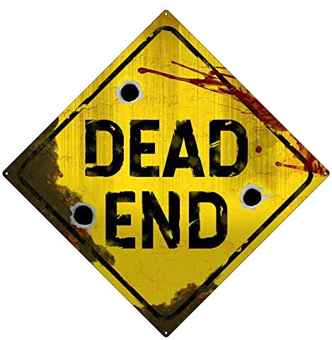 Dead End Crossing Schild Metall Blechschild – Gelbe Vorsicht Wandkunst – Zaunwanddekoration großes quadratisches Schild 30,5 x 30,5 cm