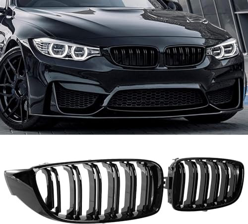 YIUBCZOQI F32 F33 Nieren grill passend für BMW 4er F32 F33 F36 nieren (2014–2019) F82 M4 F80 M3 (2015–2019) F33 Nieren Schwarz F36 Kühlergrill Vorne Links Rechts Doppell