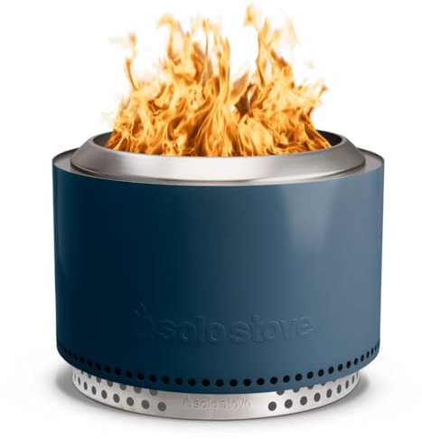 Solo Stove Feuerschale Yukon 2.0 mit Standfuß | Feuerstelle für Raucharme Holzverbrennung, Herausnehmbare Auffangschale, Mobile Outdoor Feuertonne, Edelstahl, 68,5 x 50,5 cm, 20kg, Blau