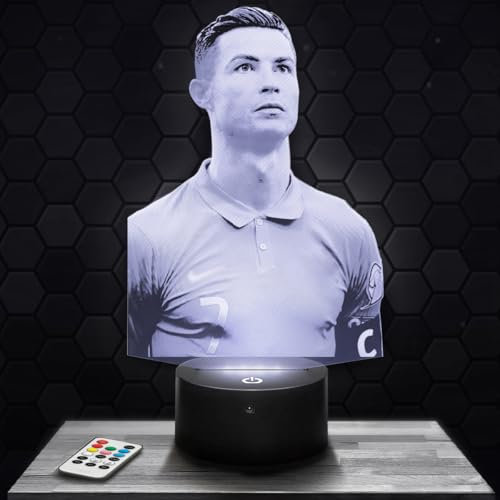 Nachttischlampe - Touch-Nachtlicht C. Ronaldo Portugal 3D-LED-Lampe Illusion, Geschenkidee Weihnachten Geburtstag Junge und Mädchen Nachttischlampe Kinder- oder Erwachsenenzimmer TOP
