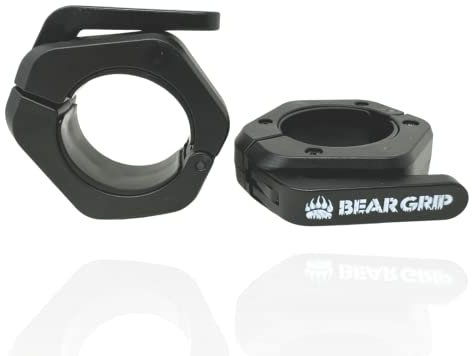 BEAR GRIP Langhantel-Klemmen, 1 Paar Schnellspanner-Hantel-Clips für Gewichtheben, Crossfit, Krafttraining Langhanteln (schwarzer Magnet, 50 mm)