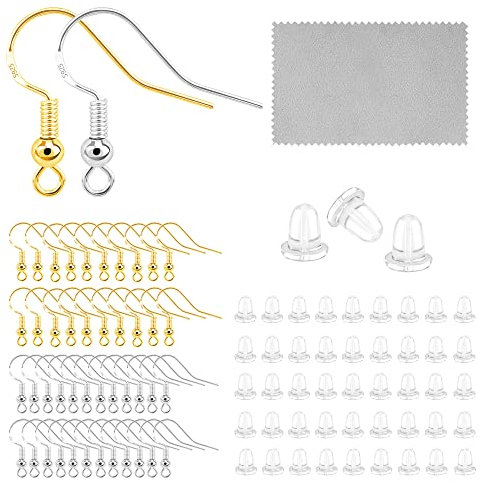 ALEXCRAFT Gold and Silber Ohrringe Selber Machen Set Ohrring Haken 925 Sterling Silber Ohrringe Basteln Set für DIY Ohrhänger Schmuckherstellung Ohring Zubehör 60 Stück