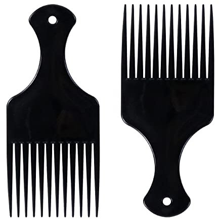 Sularpek 2 Piezas Peine Afro, Peine Afro Grueso Comb, Peine de Pelo Rizado Plástico, Estilo de Cabello Rizado Natural Peine, Peine de Peinado Afro Comb para Hombres Mujeres (Negro)