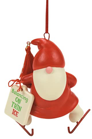 Department 56 Snowpinions Zwerg mit Schlittschuhen, balancieren auf dünnem EIS, 7,5 cm, Mehrfarbig