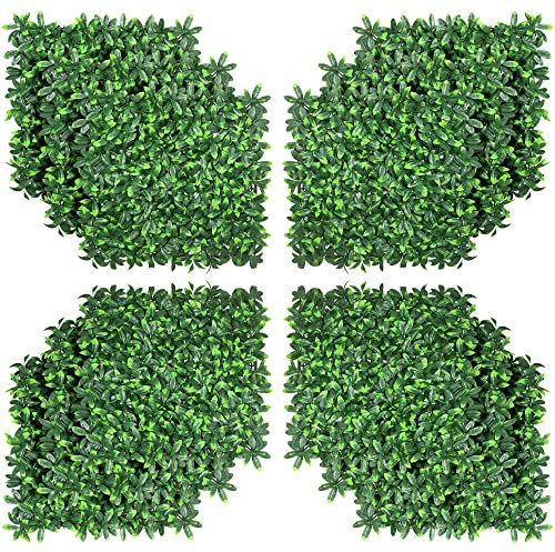 Outsunny Haie artificielle feuilles de laurier murale brise-vue 12 panneaux 50 x 50 cm treillis extensible feuillage réaliste en PE vert