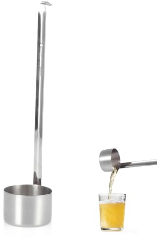 Cucharón para vino de acero inoxidable, cuchara medidora para vino de 50 ml, vertedor de cerveza con gancho para colgar, cucharón para servir cerveza de mango largo para la cocina, ideal para servir