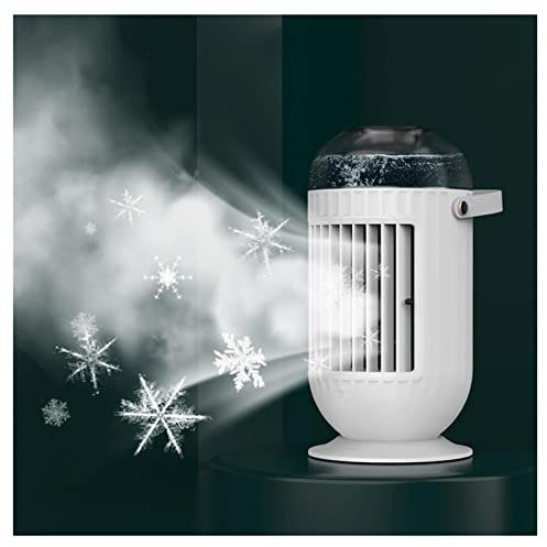 Condizionatore Roulotte - 4 in 1 Mini Climatizzatore con 3 Velocità e 2 Modalità di Spruzzo - 3 LED Colori Variabili, Serbatoio da 400 ML per Casa e Ufficio