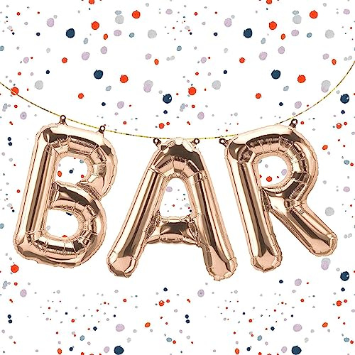 Folienballon-Set Bar in Roségold, 80 cm - Tolle Deko für Cocktailpartys, Geburtstage & Events - Stilvoller Schriftzug für deine Hausbar