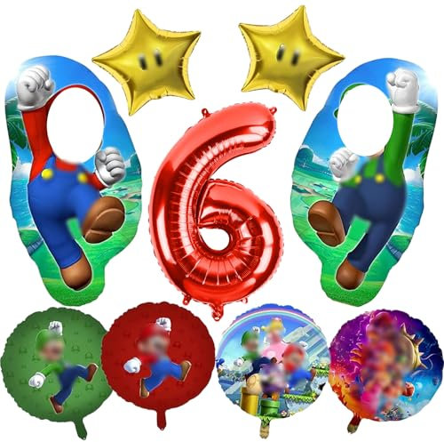 Luftballons Geburtstag 6 Jahre, 9 Stück Luftballons Set, Folienballon Party Deko, Ballons Geburtstag 6 Jahre für Kinder Party Dekoration