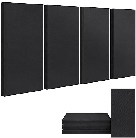 UMIACOUSTICS 4 PCS 2” Thick Acoustic Panels, Fiberglass Sound Proof Panels, Self-adhesive Sound Absorbing Panels for Studios, Office, Home Theater. (Black)