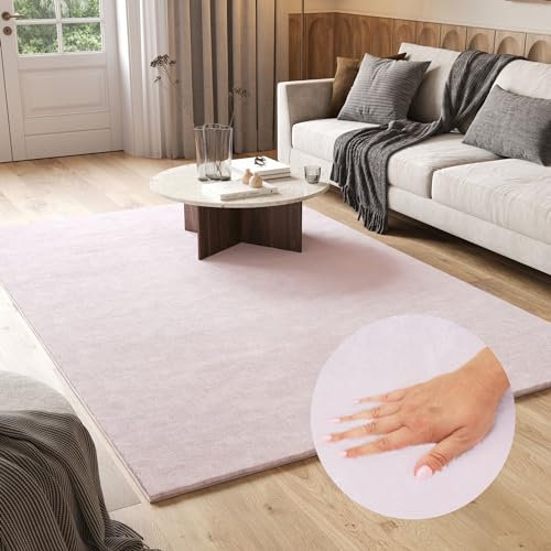 TAPISO Cuddle Tapis Shaggy Antidérapant Lavable Design Moderne Rose Motif Uni Salon Chambre Enfant Poils Longs Soft Moelleux Résistant Fausse Fourrure Epais OEKO-TEX 180 x 250 cm