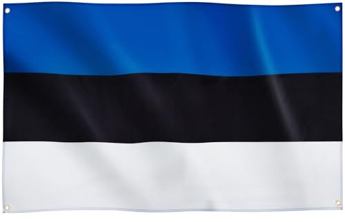 Runesol Bandiera Estonia, 91x152cm, 3ft x 5ft, 4 Occhielli, 1 Occhiello in Ogni Angolo, Eesti Vabariik, Repubblica di Estonia, Eesti, Interno, Esterno, Festone, Colori Vividi