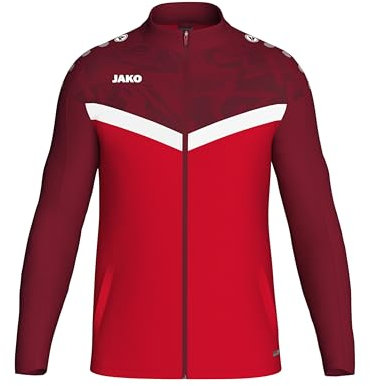 JAKO ICONIC Unisex Polyesterjacke Gr. L Rot/Weinrot - Atmungsaktive Trainingsjacke Herren und Damen im modernen Design, 100% recyceltes Polyester