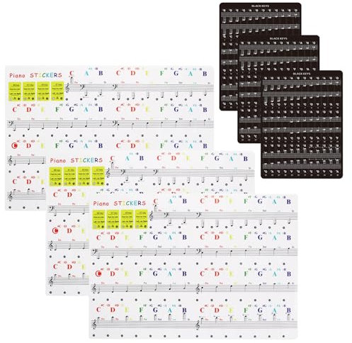 3 Sets Piano Keyboard Stickers for 88/61/49/37 Key, Removable Piano Notes Guide, Piano Keyboard Note Labels for Beginners