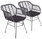 Happy Garden Lot de 2 fauteuils Cinta en rotin synthétique Noirs avec Coussins, résistant UV et déperlant