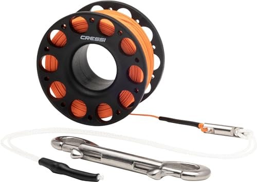 Cressi Finger Spool w/SS Bolt Snap Black - Technical Finger Spool w/SS Bolt Snap Black - Technische Finger Spool komplett mit Tauchschnur und Karabinerhaken, Schwarz, 15m, Unisex