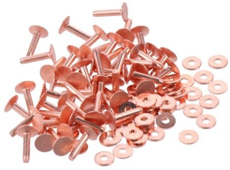 YYlingx 50Set 9/16 Inch Size 12 Copper Rivets and Burrs Washers Leather Copper Rivet Fastener for Belts, Bags, Collars, Leather-Crafting