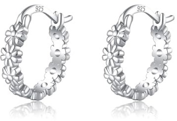 SLUYNZ 925 Sterling Silber Gänseblümchen Blume Creolen Ohrringe für Frauen Damen Cluster Blume Creolen Ohrringe (A-Silber)