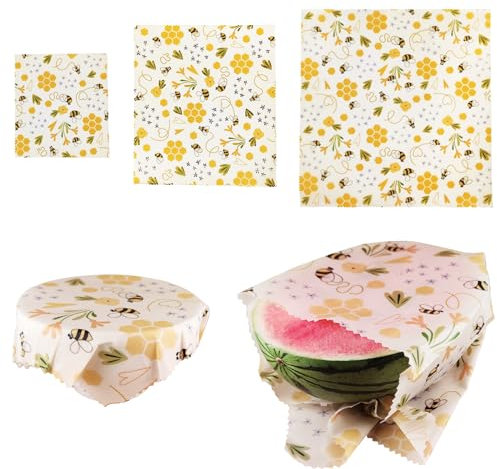 3Pack Wiederverwendbare Bienenwachs Lebensmittelverpackungen Bio Bienenwachs Wraps Umweltfreundliche Wachs Wrap Sandwich Waschbare Wachs Wraps Nachhaltige biologisch abbaubare Lebensmittelaufbewahrung