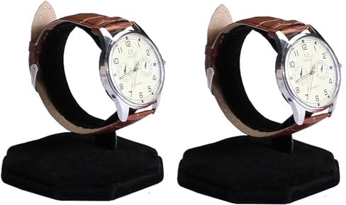 Bayli 2er Set Uhrenständer Aufsteller; Armbanduhr Ausstellungsstand mit Samt Überzug - Schwarz; C-Förmiger Uhren Halter für Uhr oder Armband; Uhrendisplay Armbandhalter; Uhrenaufstelller für Vitrine