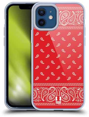 Head Case Designs Quadratisch Rot Klassische Paisleymuster Gelhülle [Militärischer Schutzgrad] Kompatibel Mit Apple iPhone 12 / iPhone 12 Pro Und Kompatibel Mit MagSafe