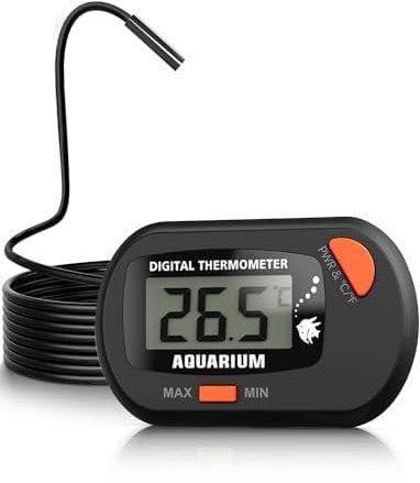 Aquarium Thermometer mit Sonde und Saugnapf, Mini Wasserthermometer Digital, digitales LCD-Wassertemperatur-Thermometer für Aquarium, Aquarium, Meeresreptilien, Terrarium (1)