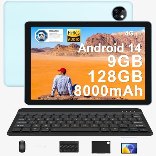 DOOGEE T10W Android 14 Tablet 10 Zoll, Tablet mit Tastatur +Case+ Stift + Maus, 9GB RAM +128GB ROM (1TB TF), 8000mAh, Tablet LTE, 4G Dual SIM Android Tablet/OTG/TÜV SÜD/GPS/Widevine L1