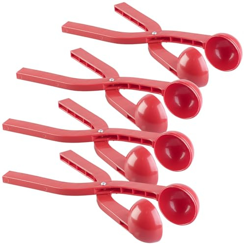 infactory Winterspielzeug: 4er-Set Profi-Schneeballzange für Schneebälle mit Ø 7 cm, rot (Schneeformer-Set, Schneeballmaker, Schnee)