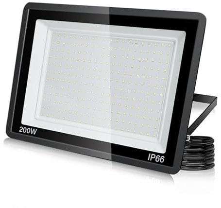 treoir LED Strahler Außen 200W, LED Fluter 20000LM Superhell LED Scheiwerfer Flutlicht, 3500K Warmweiß IP66 Wasserfest LED Außenstrahler für Hinterhof, Auffahrt, Garage, Flur, Garten