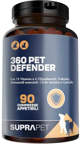 Multivitaminico per Cani e Gatti - 90 Compresse Appetibili Con 13 Vitamine, 6 Minerali, Aminoacidi e Taurina - Integratore per Tutte le Taglie ed Età