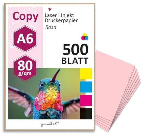 younikat 500 Blatt blanko 80 g/m² Papier in rosa I Kopierpapier I Rezeptpapier I DIN A6 I dv1448