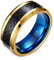 Grewod Ring Verlobung, 8MM Wolfram Herren Ring Gold Carbon Trauringe Eheringe Schmuck Ring Größe 67 (21.3)