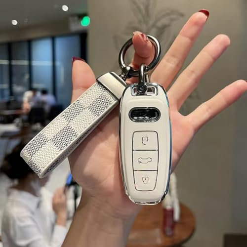 Autoschlüssel Hülle für Audi A1 citycarver,Metall Autoschlüssel Gehäuse mit Schlüsselanhänger Autoschlüssel Schutz Kratzer Abnutzung Schlüssel Tasche Etui Box Cover Auto Deko,C-2