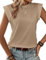 Zeagoo Tanktop Damen Elegant Cap Ärmel Top Basic Rundhals Tops Loose Fit Sommertop Ärmellose Bluse Khaki L