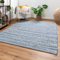 Steffensmeier Handweb Teppich Schwansee | Schurwolle | mit Fusselstopp | Blau, handgewebt, Größe: 90x160 cm Wohnzimmer und Schlafzimmer