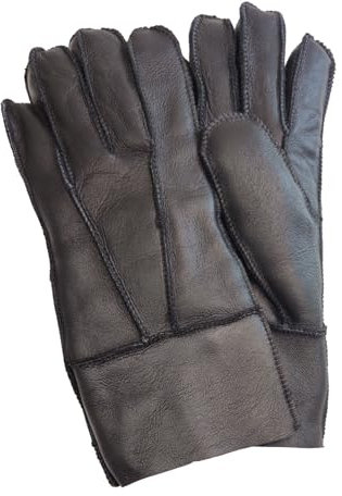 Infinity Leather Unisex Black Sheepskin Leather Gloves with Roll Up/Down Cuff