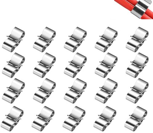 Morsetto per cavi in acciaio inox color argento, 22,5 mm/0,89 pollici, morsetti per cavi, pannello solare, morsetto per cavi a doppio filo (30 pezzi)