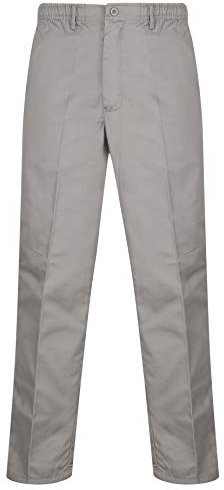 AR Paris Fashions® Mens Smart Rugby Trousers Full Elasticated Stretch Waist Band Casual Workwear Straight Leg Formal Office Work Bottom Pants (Grey, 34W-29L)