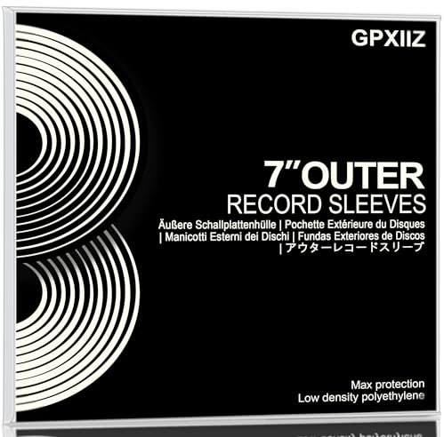 GPXIIZ Buste Vinili Addensate 45 Giri Esterne - 50x Custodie Trasparenti in Polietilene Premium, 100μ Spessore, Resistenti a Sfiocchi e UV, Idonee per LP 7 e Proteggono 1-4 Copertine — 190 * 190mm
