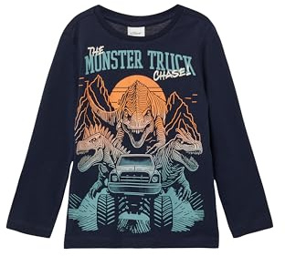 s.Oliver Junior Jungen T-Shirt – Langarm, Dino-Print, Stickerei