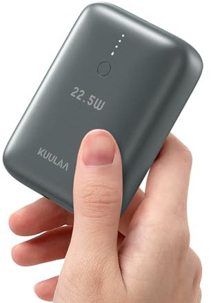 KUULAA Portable Charger 10000mAh Smallest 22.5W Power Bank, USB C In/Output Fast Charging PD & QC 3.0 Mini Battery Pack Compact Small Charger for iPhone, Samsung, Huawei, Xiaomi, Grey