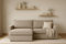 Kaiser Möbel - Ecksofa mit Schlaffunktion und Bettkasten - Eckcouch 224x140x85 cm - Sofa L Form, Wohnlandschaft - Bequemes Sofa mit Ottomane - LUBEKA - Stoff Faro - Dunkelbiege - Links