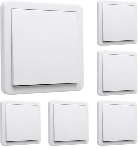 GOIYZTTR 6 Stück Unterputz Ein-/Ausschalter Wechsel-Schalter Lichtschalter All-in-One Weiß 250V 10A Unterputz Klemmanschluss Standard Universeller 84 x 84 mm