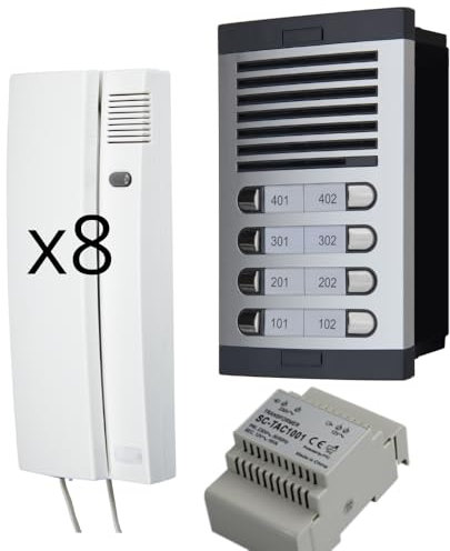 Sistemas Atis Pro Automatische Türsprechanlage – 2 Drähte, Citymax einfache Installation, für Wohnungen und Gemeinschaften, digital, Gesprächsgeheimnis (8 Wohnungen)