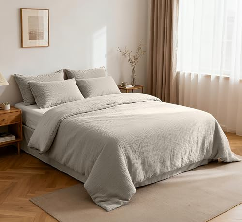 Fredesign Musselin Bettwäsche 200x220 cm 5-teilig Beige