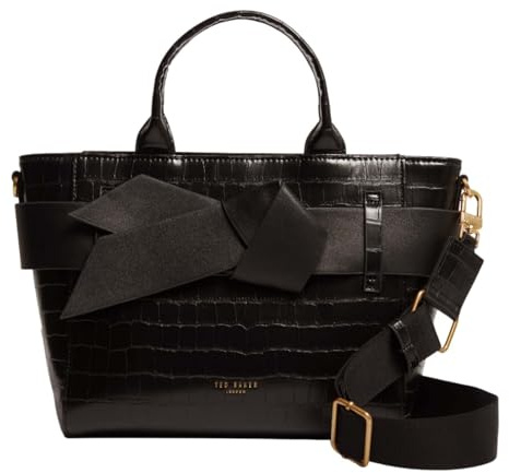 Ted Baker Handtasche Umhängetasche Jjosia Croc Effect Knot Bow Crossbody Bag Black schwarz