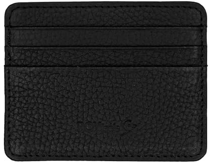 ROYBELE Mens Credit Card Holder Small Wallet 6 Cards Minimalist Real Leather Front Pocket Men Women Gift (Black)